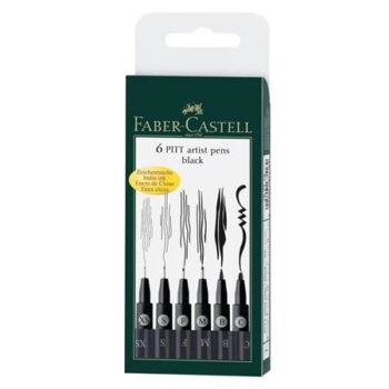 Faber Castell PITT Artist Pens - Wallet of 6 - XS,S,F,M,B,C
