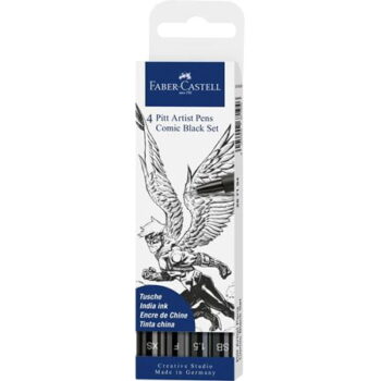 Faber Castell PITT Artist Pens - Comic Black Set - XS, F, SB, 1.5mm