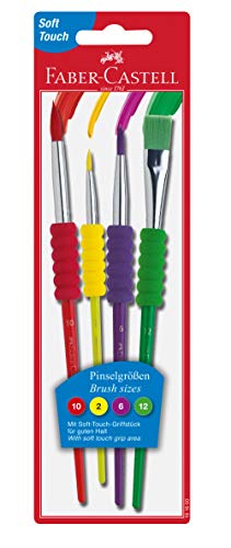 Set of 4 bright coloured brushes with soft-touch grip