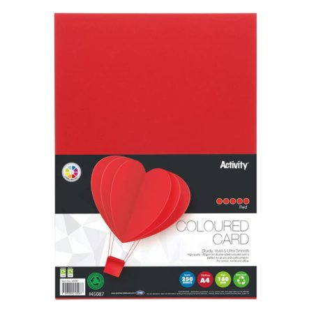 A4 Red Colour Card 160g - Pack of 50