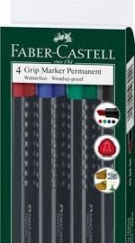Faber Castell GRIP Permanent Marker Set of 4