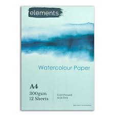 Elements Watercolour Pad - A4. 12 sheets. 300g