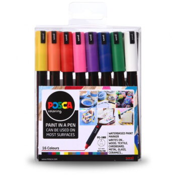 POSCA PC 1MR (Ultra Fine Tip 0.7mm) Paint Marker Set of 8 - Bright Colours