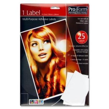 Printer Labels - 1 LABEL per sheet 199x289mm (25 sheets per pack)