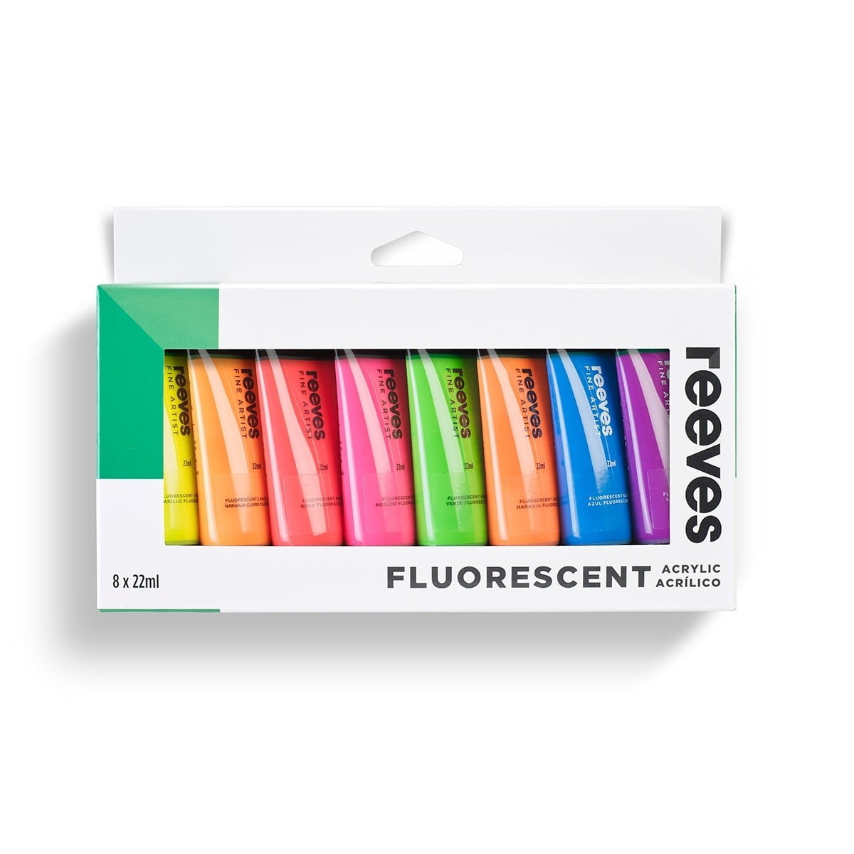 Reeves Acrylic Set of 8 x 22ml tubes - Fluorescent Set