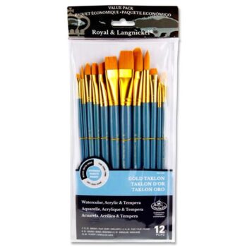 Golden Taklon Blue Short-Handle Artists Brushes -12 asstd