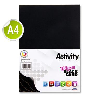 A4 Black Colour Card - Pack of 40