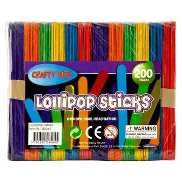 JUMBO Coloured Lollipop sticks - pack of 200