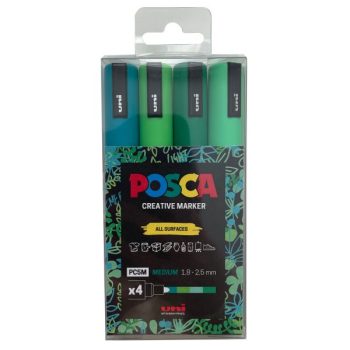 POSCA PC 5M (Medium tip 1.8 - 2.5mm) Paint Marker Set of 4 - Shades of Green