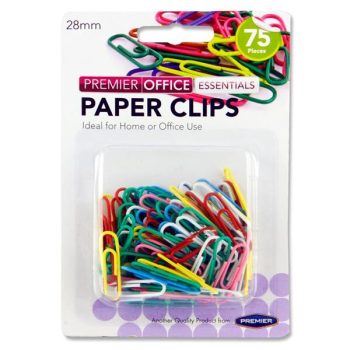 Paper clips - pack of 75 coloured