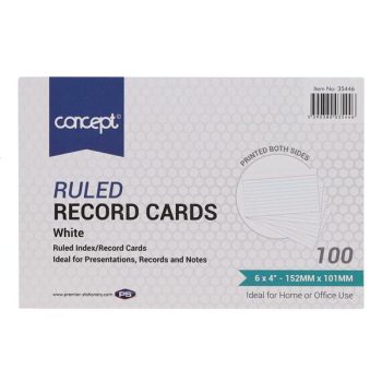 Records Cards Ruled - 6" x 4" White (pack of 100)