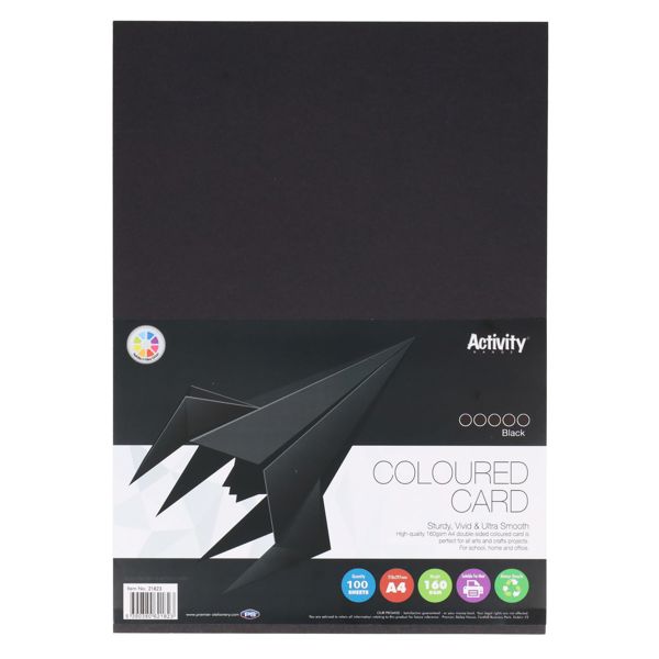 A4 Black Colour Card - Bulk Pack of 100