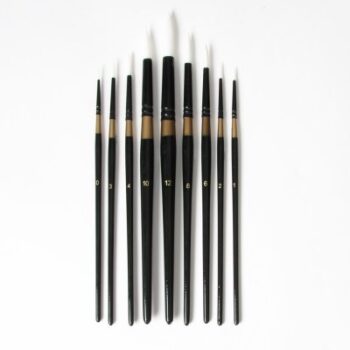 White Synthetic Art Brushes (Round) - Set of 9
