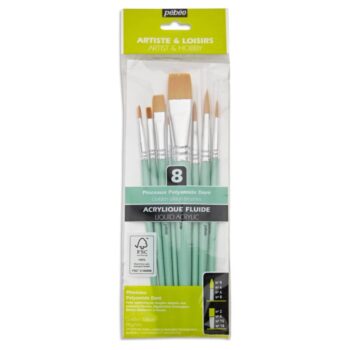 Pebeo Brush Set of 8 - Round & Flat