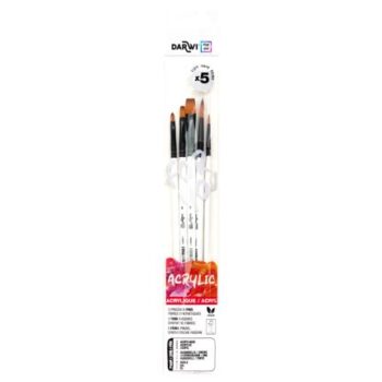 Darwi Fine Brush Set of 5 - Round & Flat