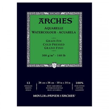 Arches Watercolour Paper Pad 12 sheets 300gsm Cold Pressed - 10"x14" / 26cmx36cm