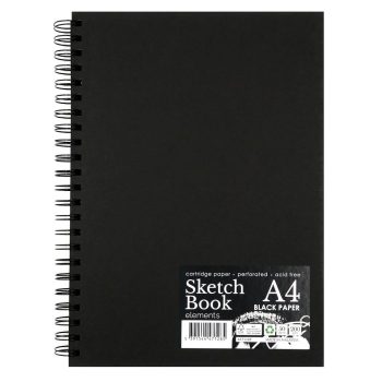 A4 Elements BLACK PAPER Wirebound Sketchbook - 50 sheets 180g