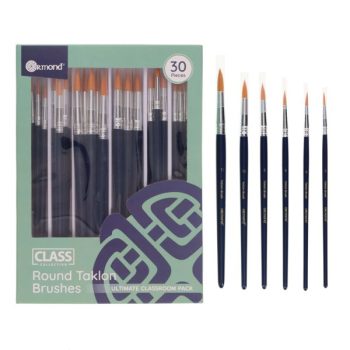 Classroom Pack 30 Asst. Synthetic Brushes - Round