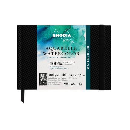 Rhodia Touch Watercolour Paper Book 300gsm 100% Cotton - A6 (14.8 x 10.58cm)